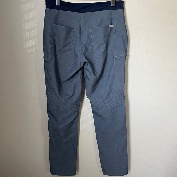 FIGS Technical Collection Heather Denim Pull-On Small Scrub Bottoms Zip Pockets - Picture 2 of 7